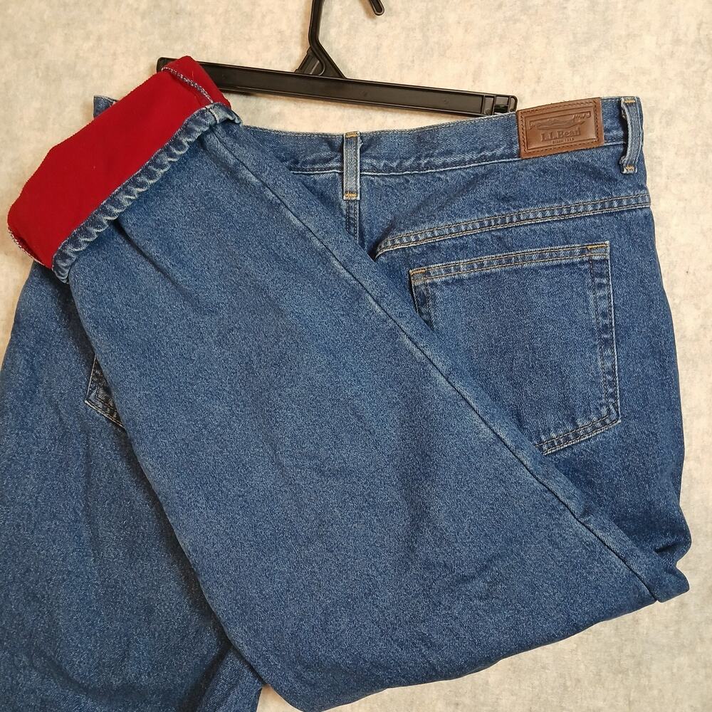 Vintage L.L. Bean Double L Relaxed Fit Red Flannel Lined Jeans Women's 18R